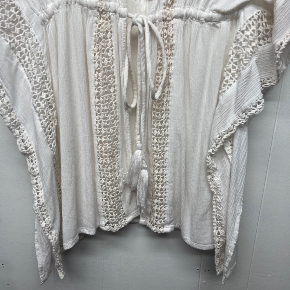 Elan Women's Embroidered Gauzy Bohemian Tunic Top Size Small Oversized Beachy - Picture 6 of 15